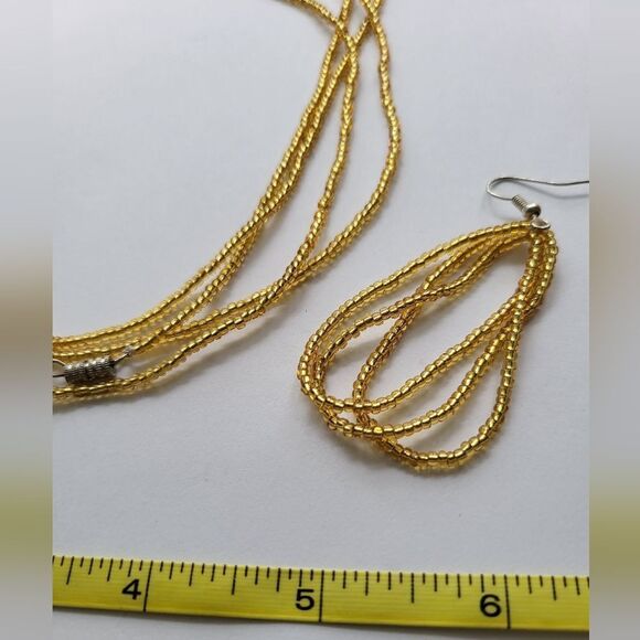 AFRICAN Handmade❤️  Gold BEADED Infinity Necklace and Earring Set!! Stunning ❤️ - Picture 4 of 7